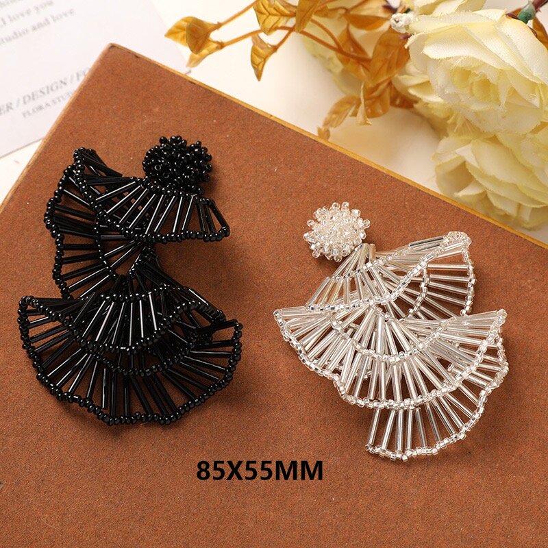 Supplier Wedding - Zwarte Glazen Kralen Kralen Fan Dangle