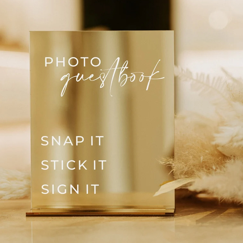 Table Number Gold - Rechthoek Gouden Spiegel Bruiloft Borden, Bruiloft