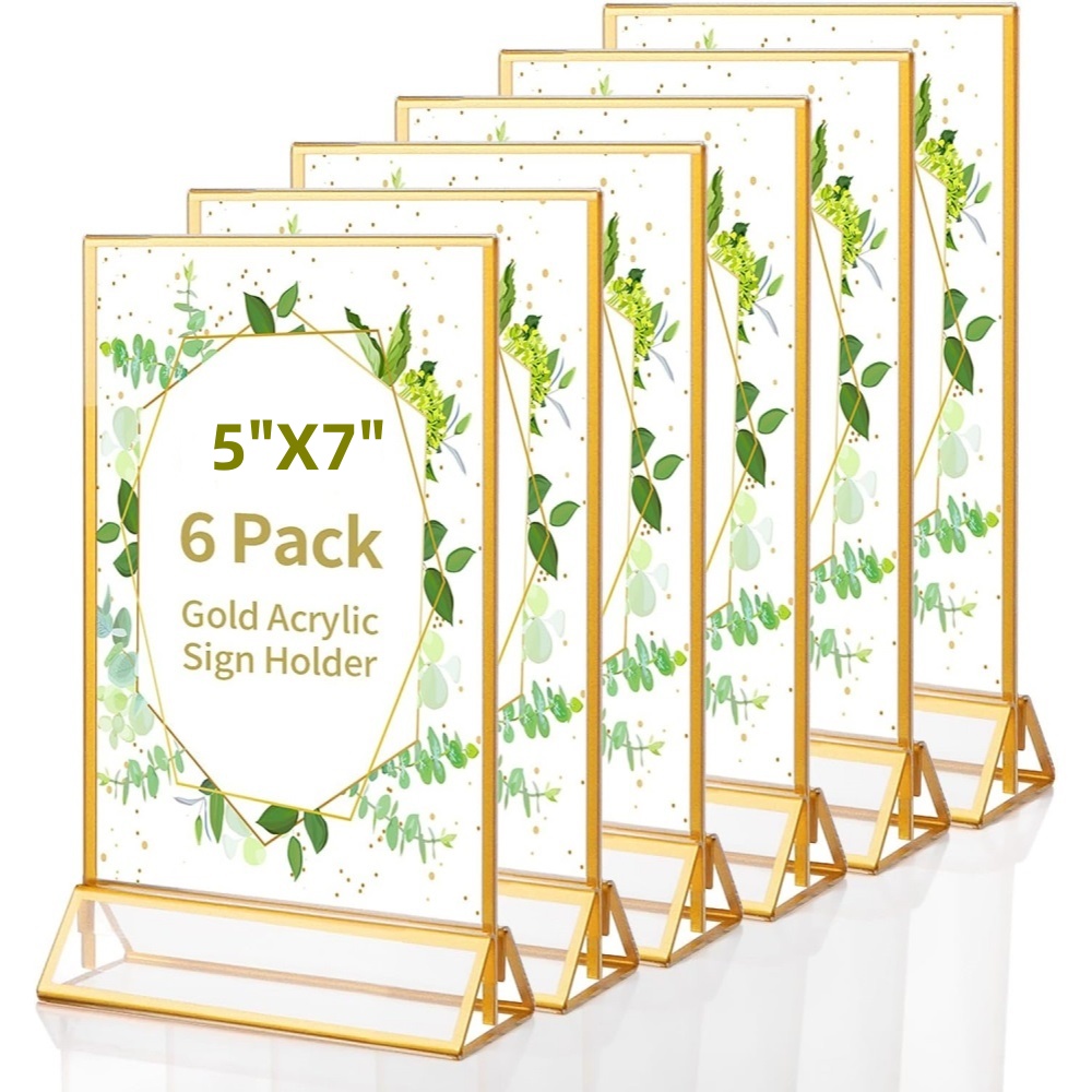 Table Number Gold - 6Pack 5x7 heldere acryl bordhouders met
