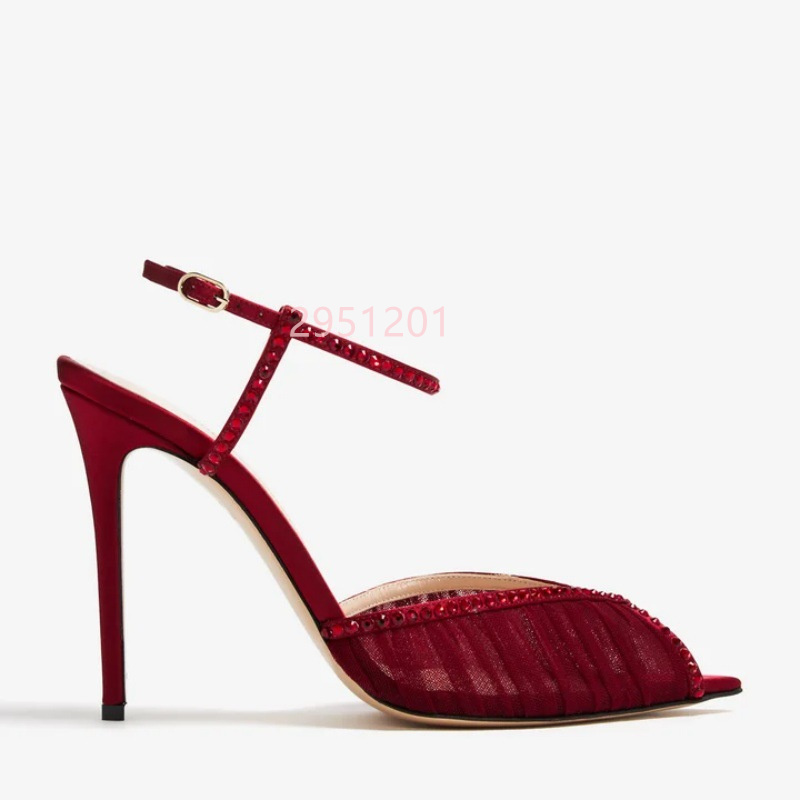 Wedding Super - Peep Toe Mesh Pompen Gespen Bandjes