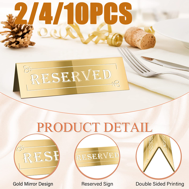 Table Number Gold - 2/4/10PCS Gouden Acryl Gereserveerde Tafelborden Kaart