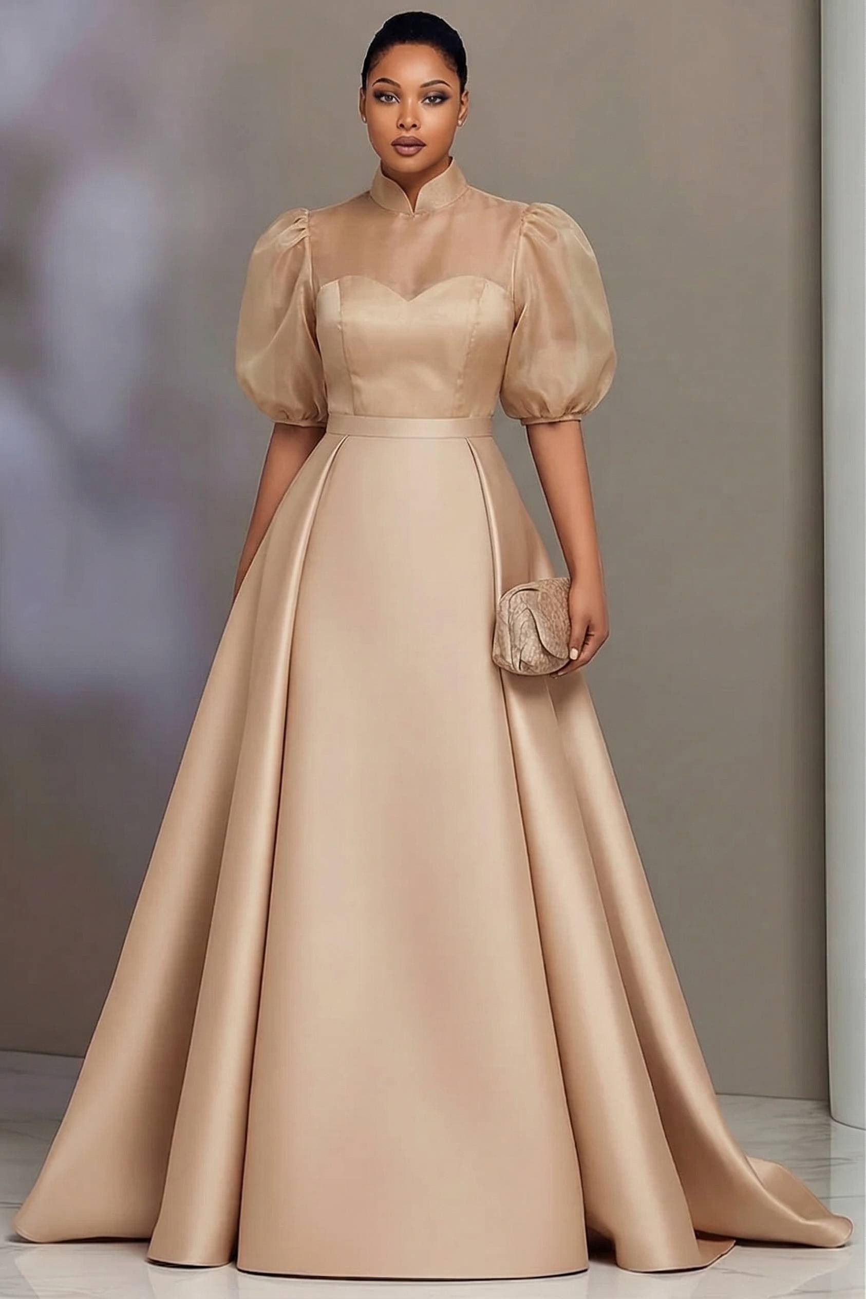 Wedding Support - Plus size elegante satijnen gala jurken