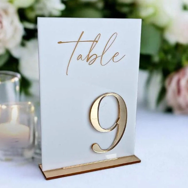 Table Number Gold - Tafelnummers voor ceremonie en receptie Gouden