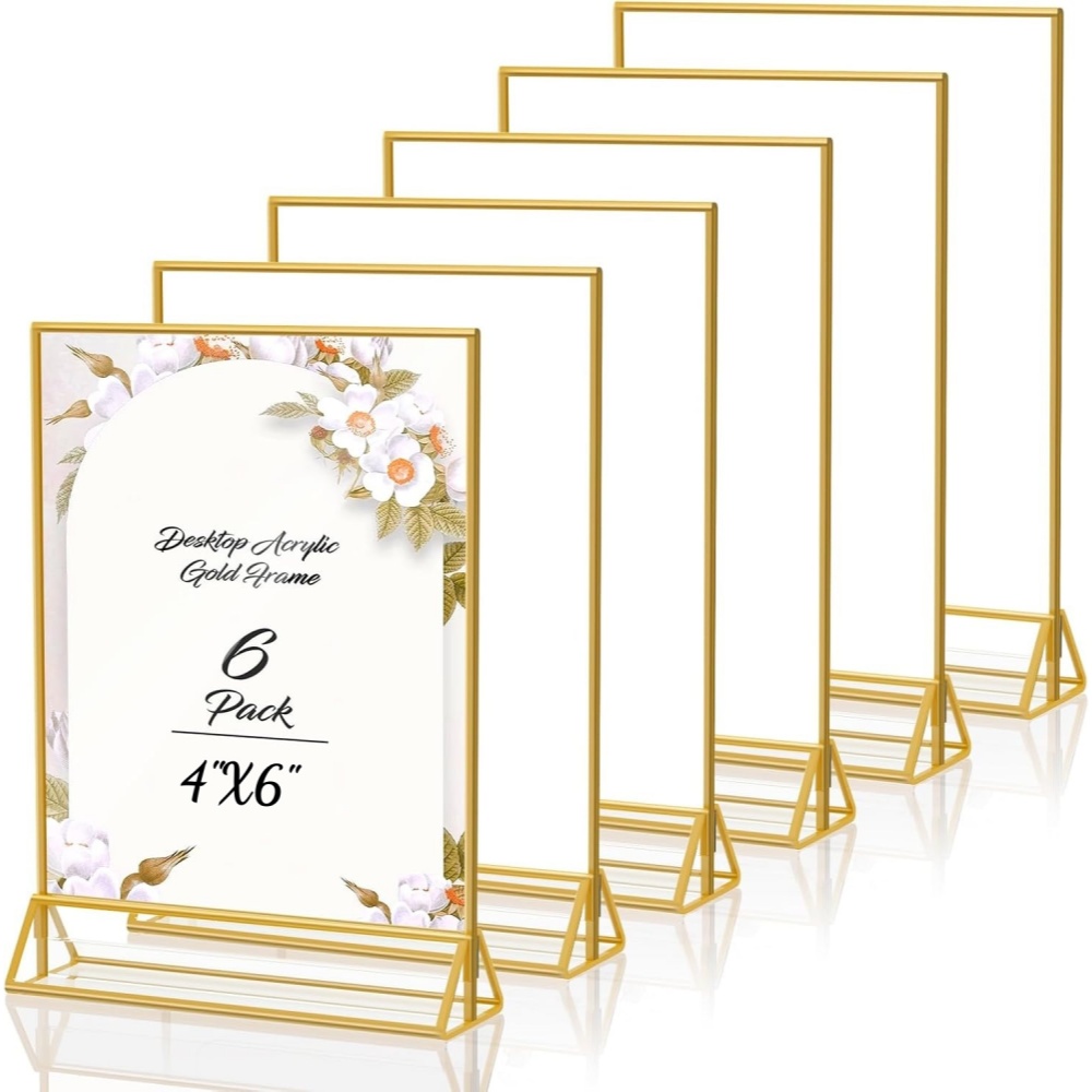 6-pack gouden 4x6 acryl fotoli - Table Number Gold recensie en prijs